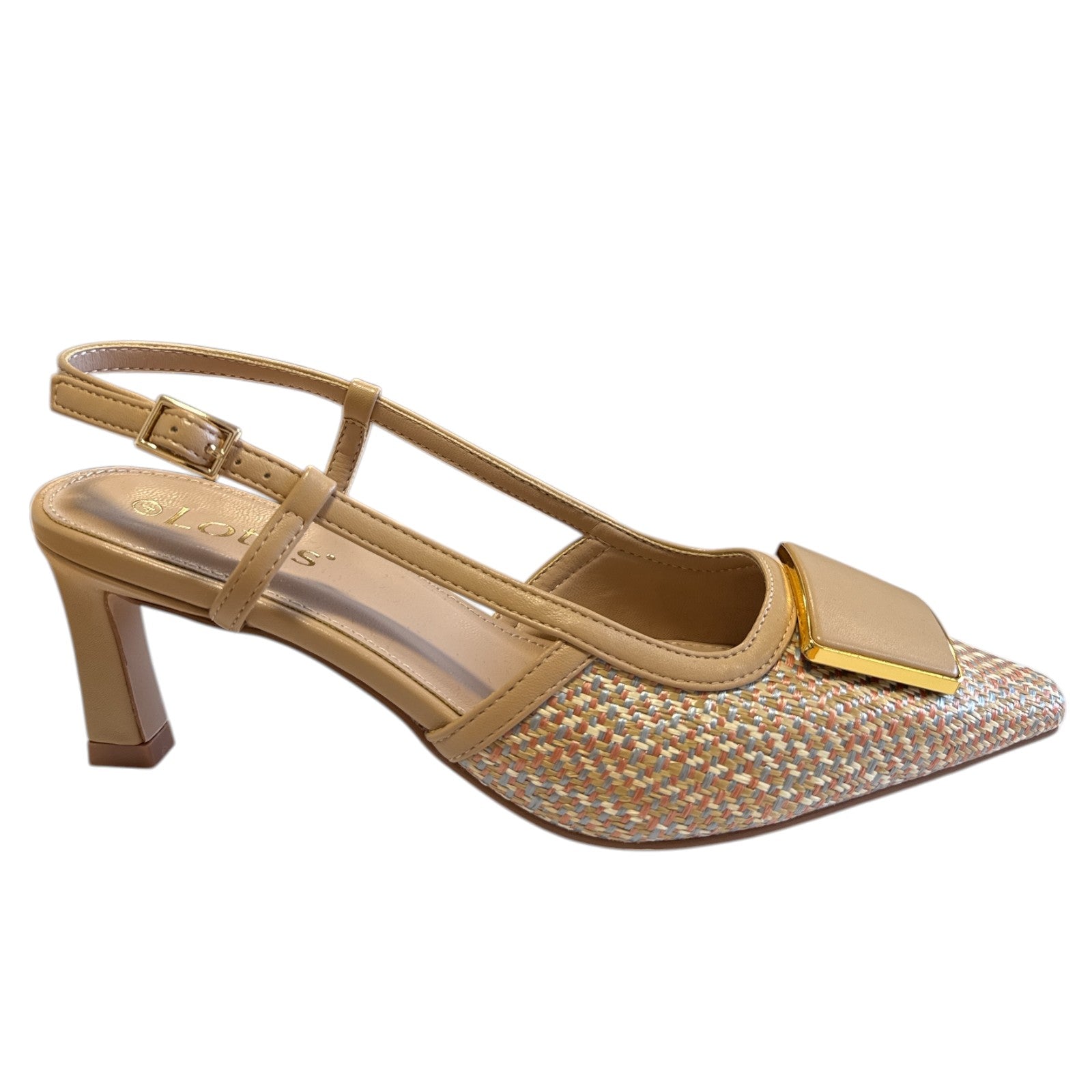 Lotus Solange Natural Sling-Back Court Shoes