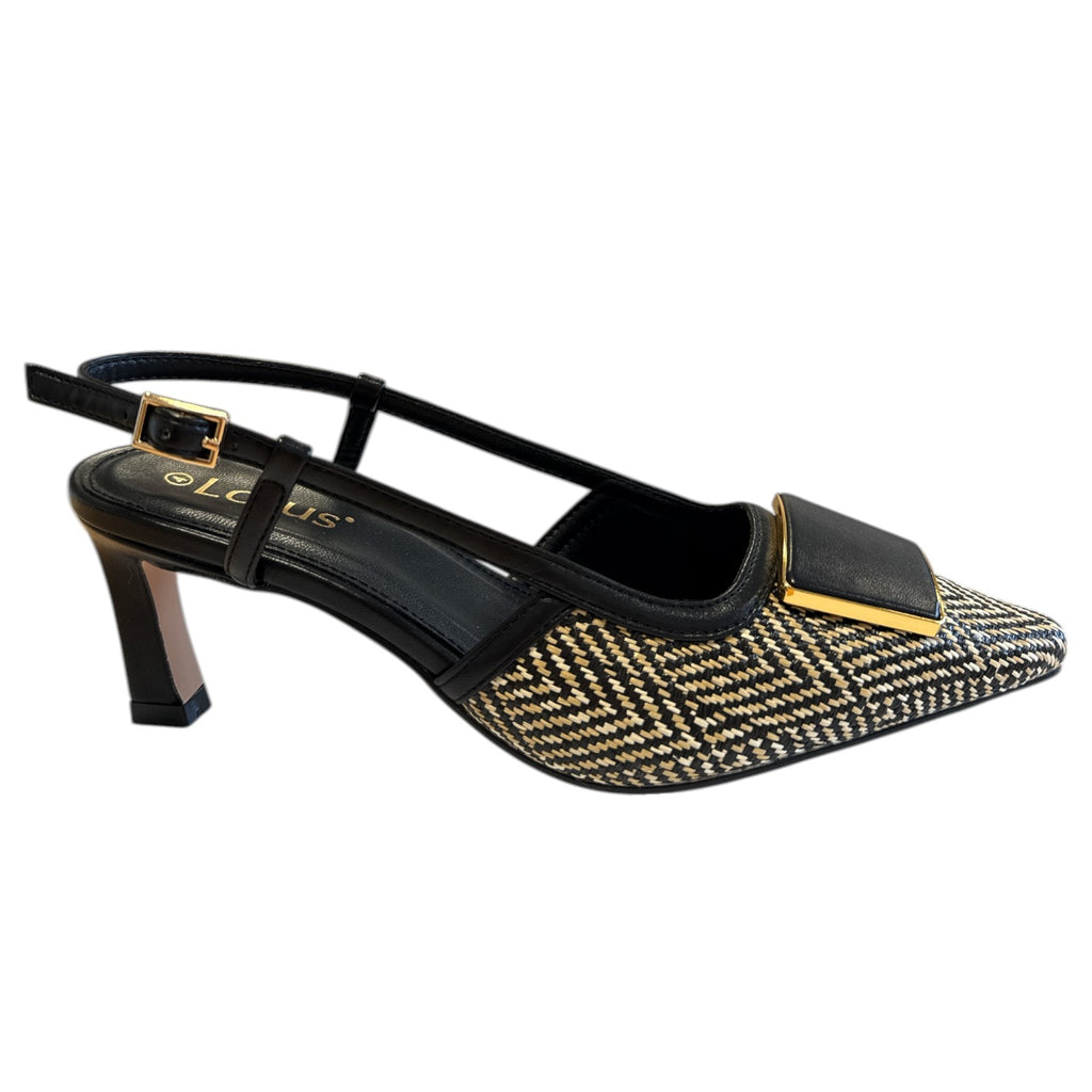 Lotus Solange Black Sling-Back Court Shoes
