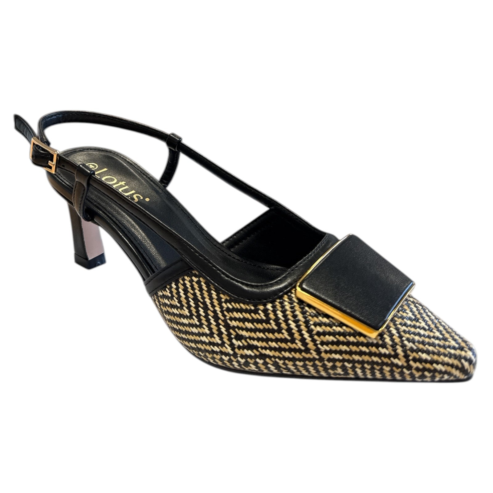 Lotus Solange Black Sling-Back Court Shoes