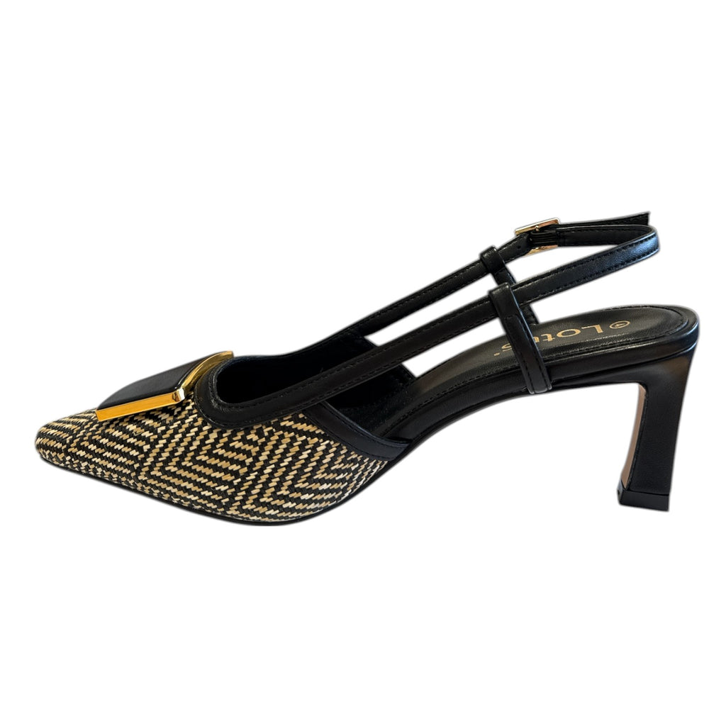 Lotus Solange Black Sling-Back Court Shoes