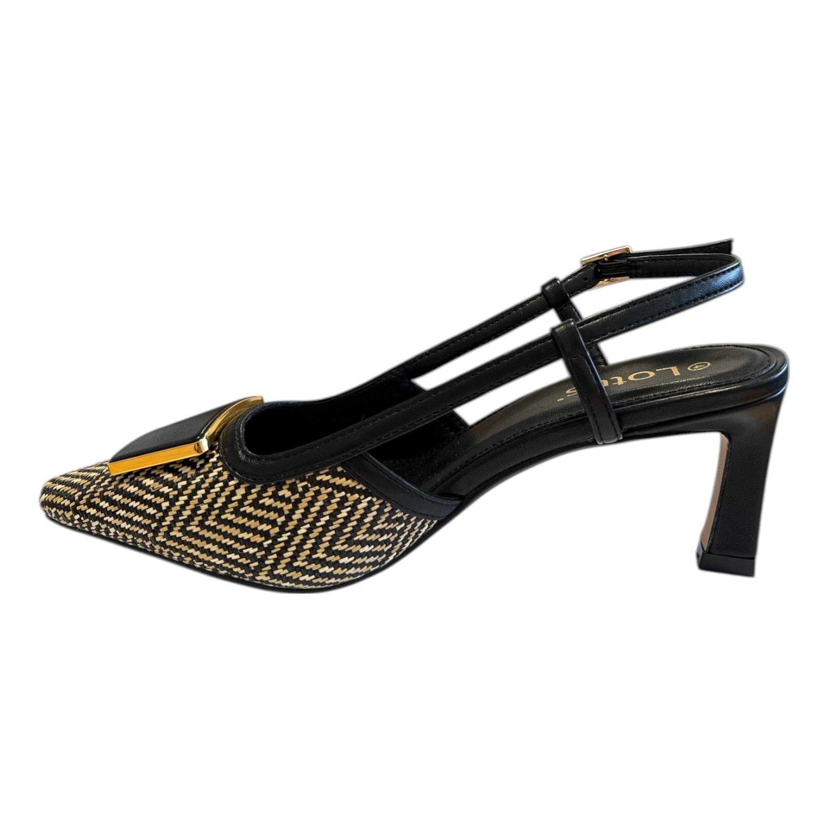 Lotus Solange Black Sling-Back Court Shoes