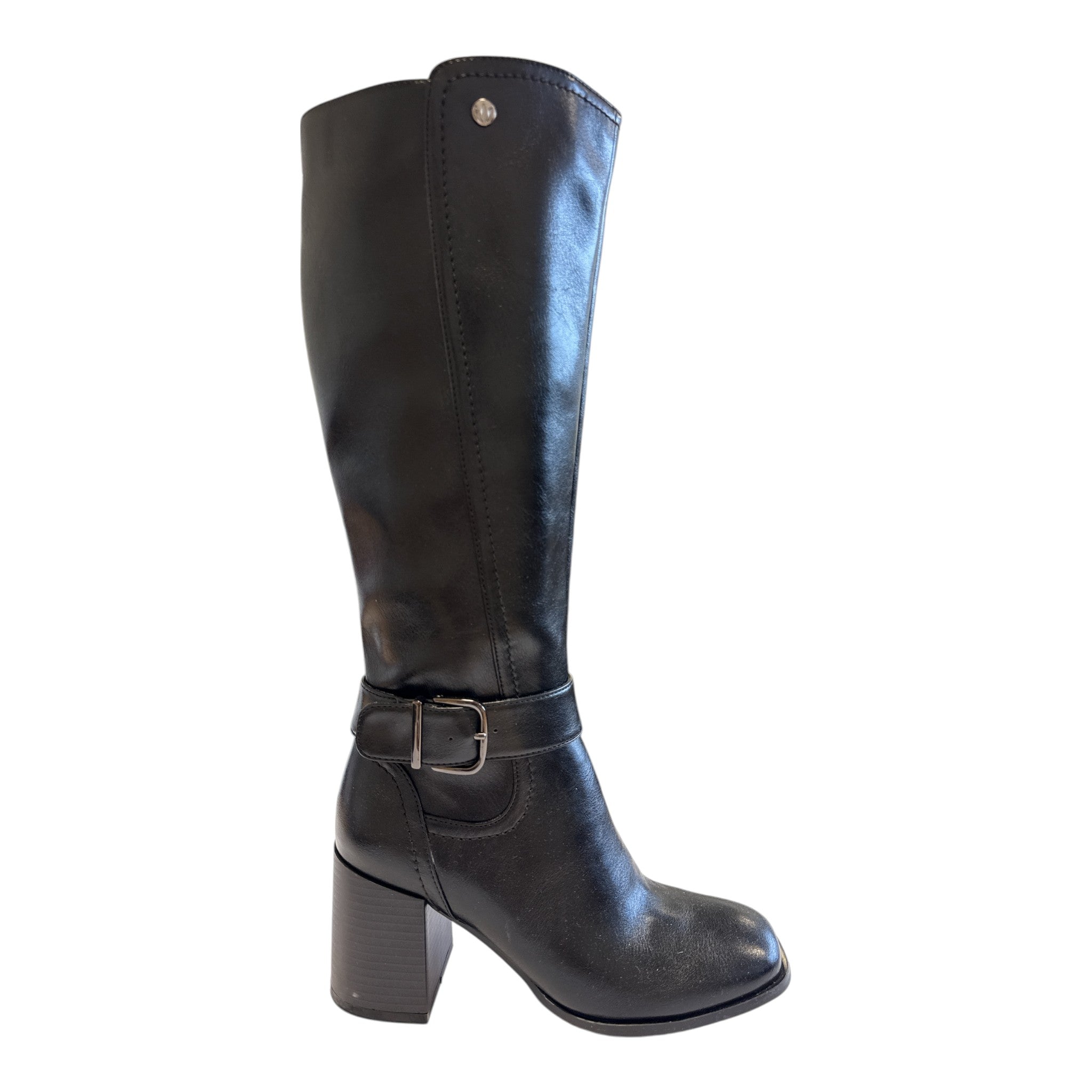 Lotus Storm Black Heeled Knee-High Boots
