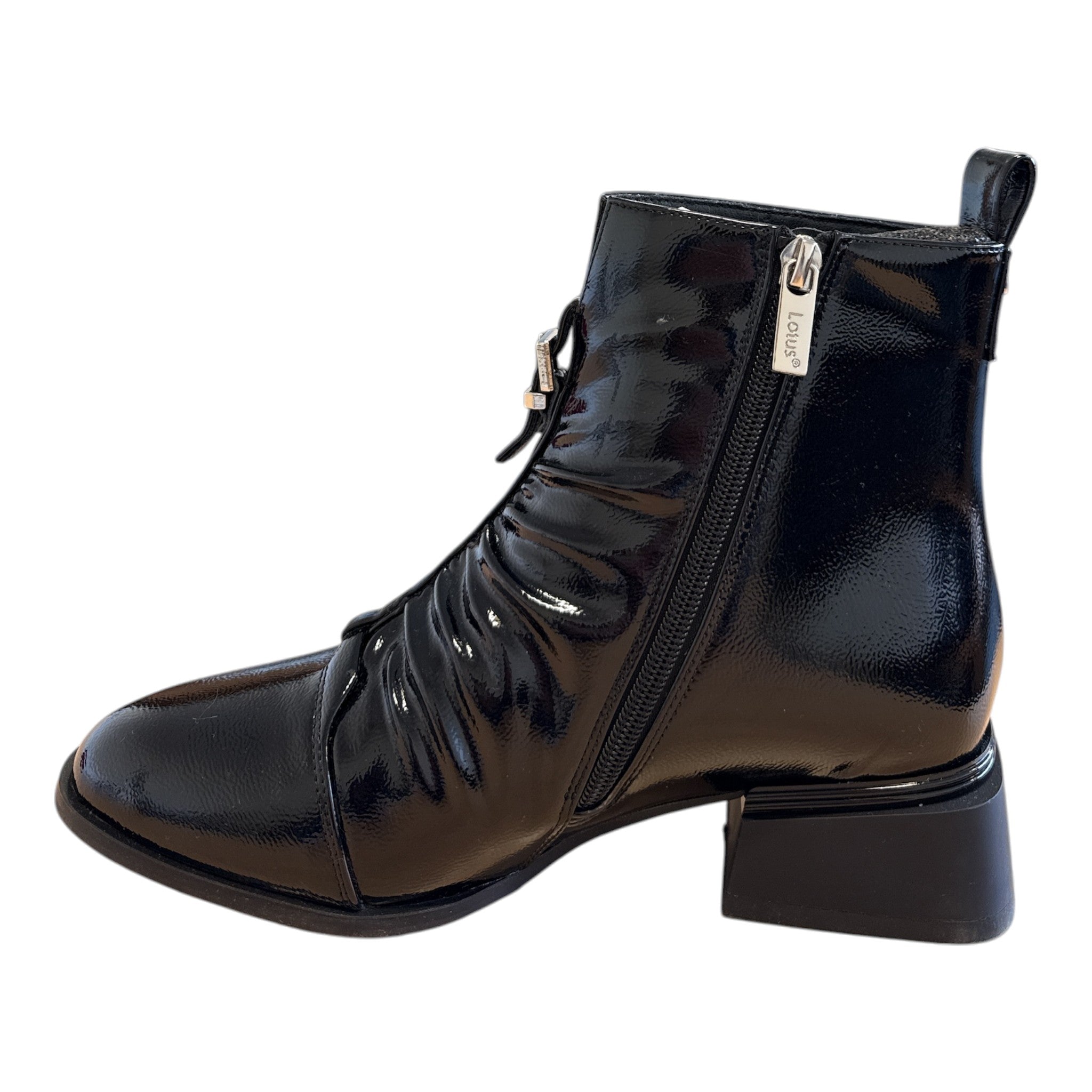 Lotus Tarni Black Patent Ankle Boots
