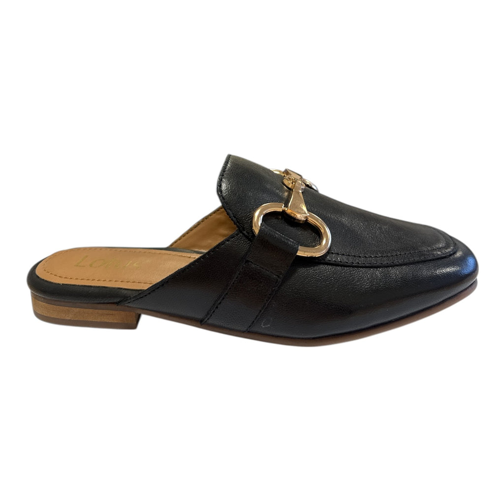 Lotus Taylor Black Leather Mules