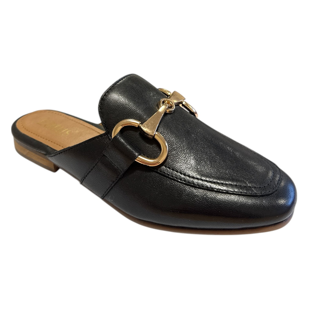 Lotus Taylor Black Leather Mules