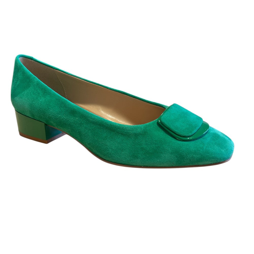 Lotus Valentina Green Block Heel Court Shoes