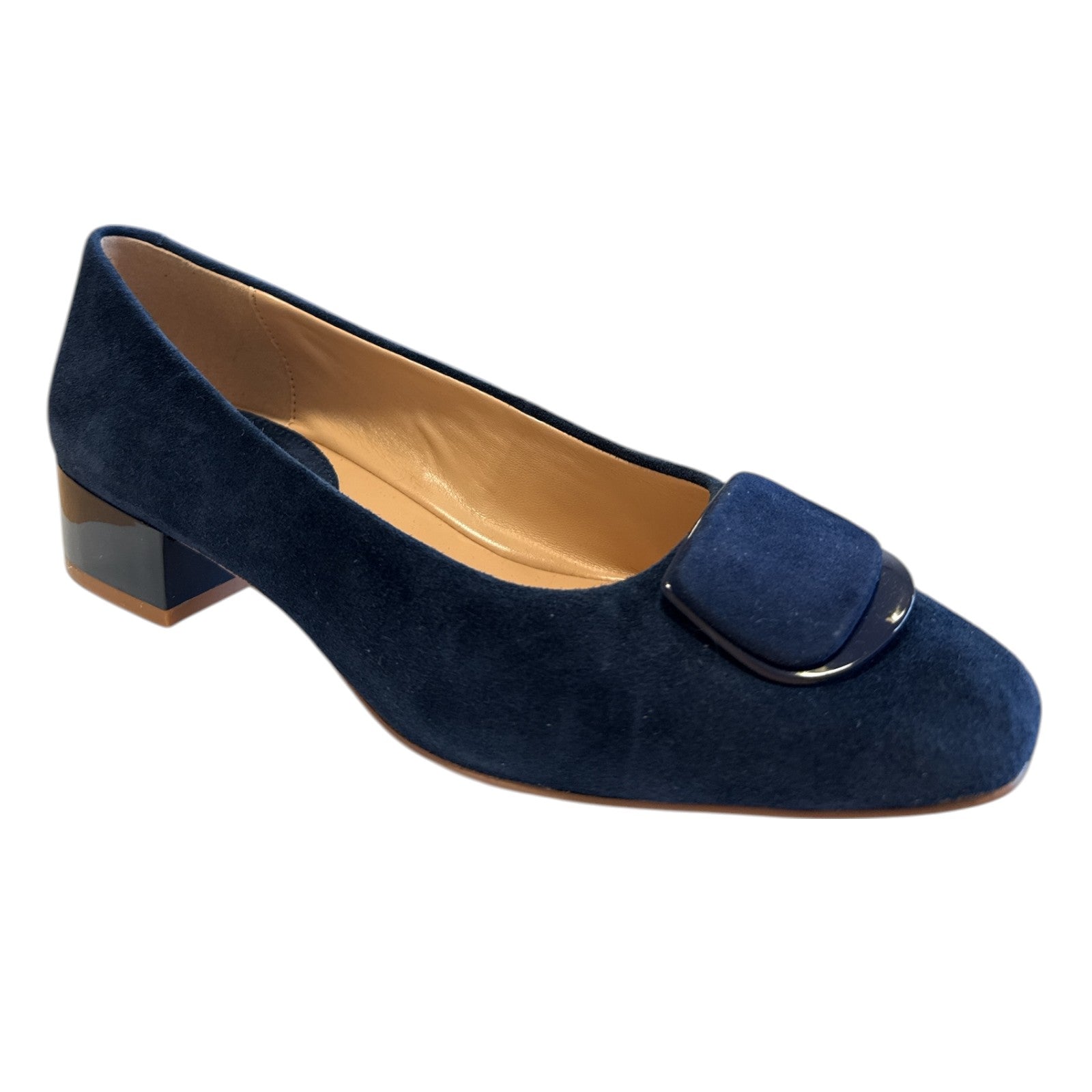 Lotus Valentina Navy Block Heel Court Shoes