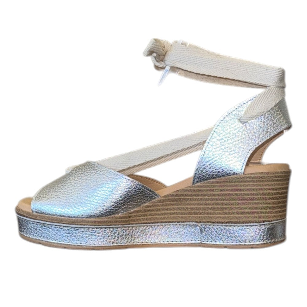 Pitillos 11282 Silver Tie-Up Wedge Sandals