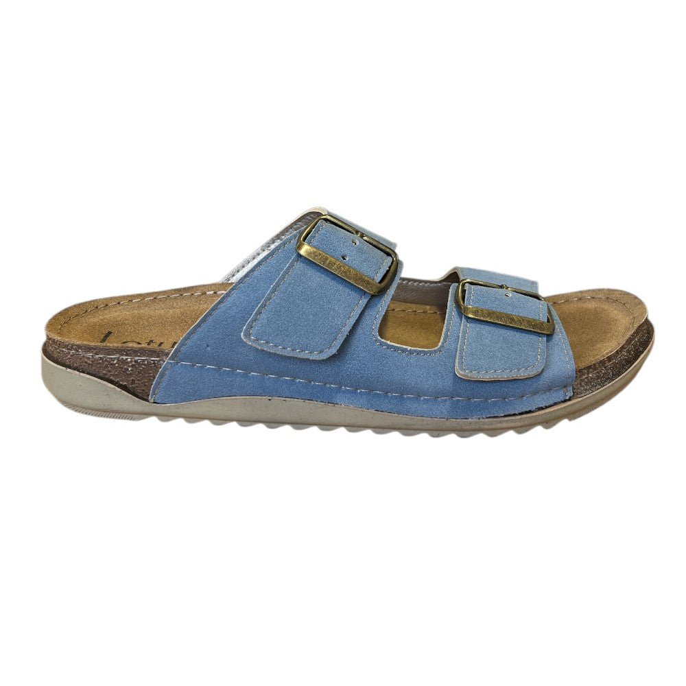 Lotus Rome Blue Open-Toe Mules