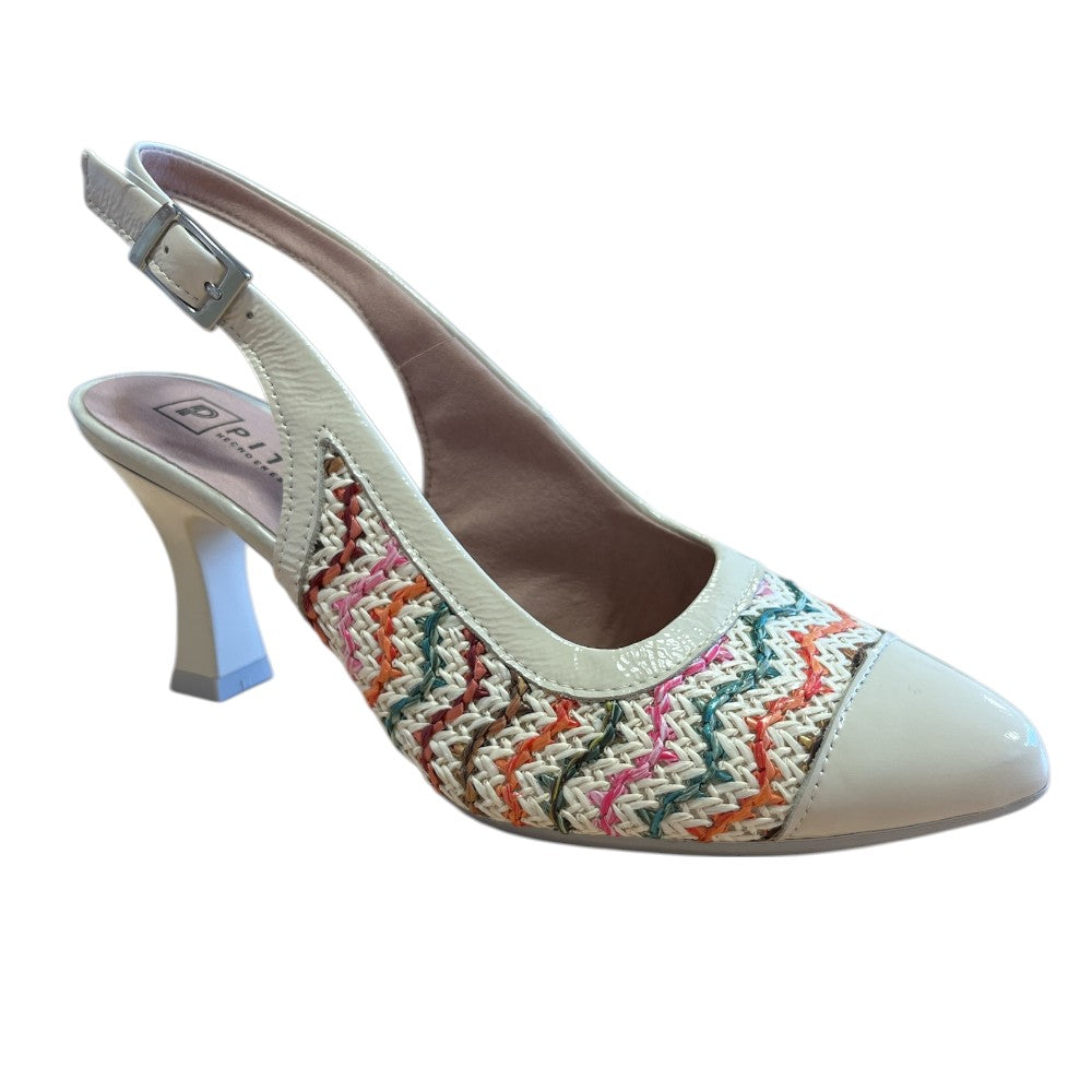 Pitillos 11.195 Beige Patent Slingback Court Shoes