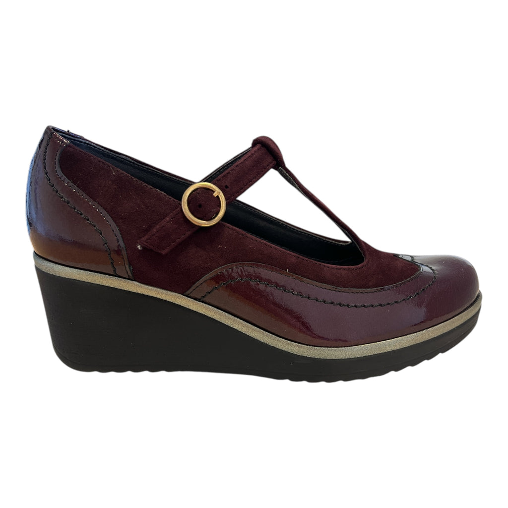 Pitillos Burgundy Leather Wedge Shoes 20.534