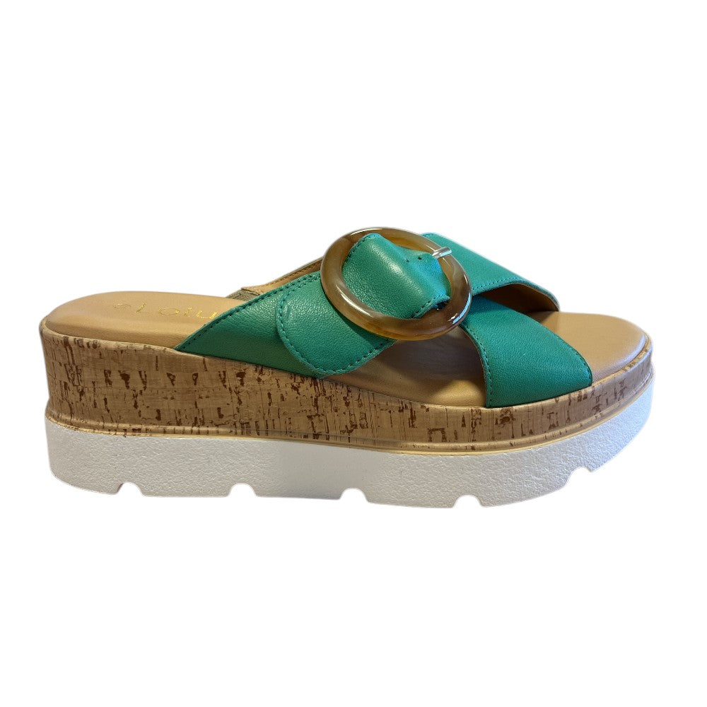 Lotus Paloma Green Leather Mules