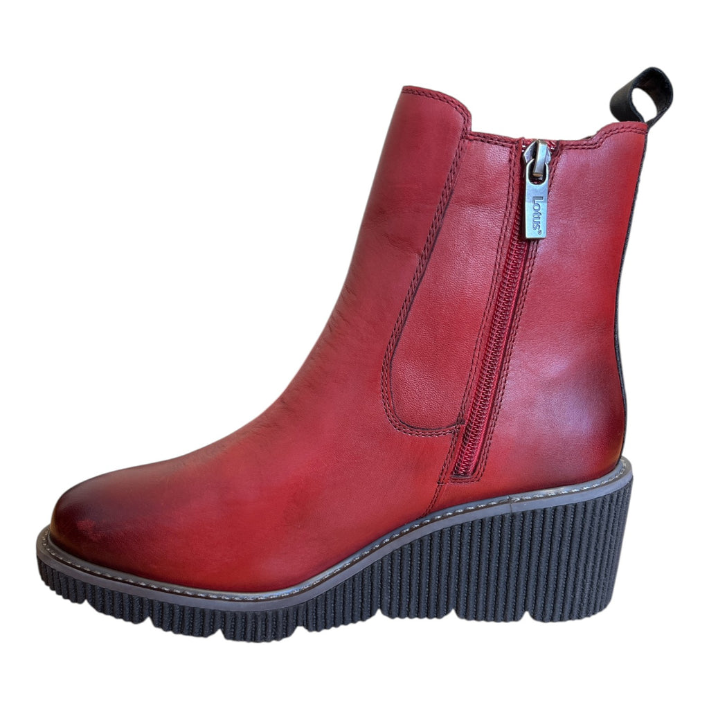 Lotus Lavania Red Wedge Boots