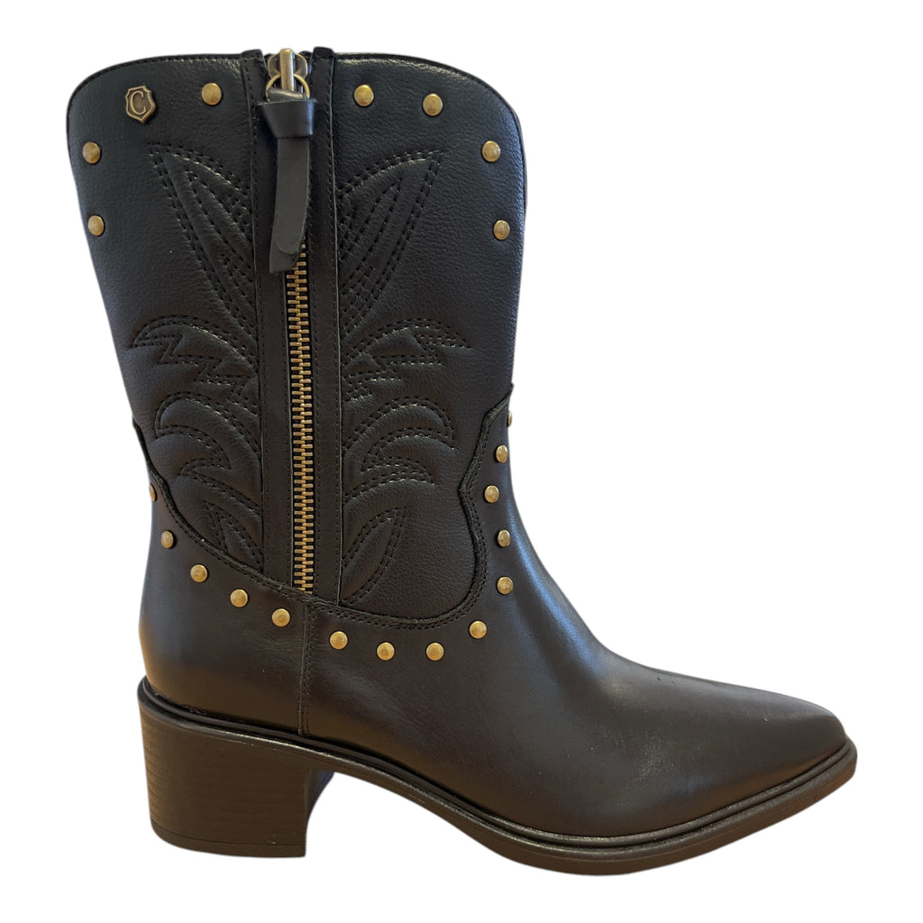 Carmela Black Leather Cowboy Boots 164251