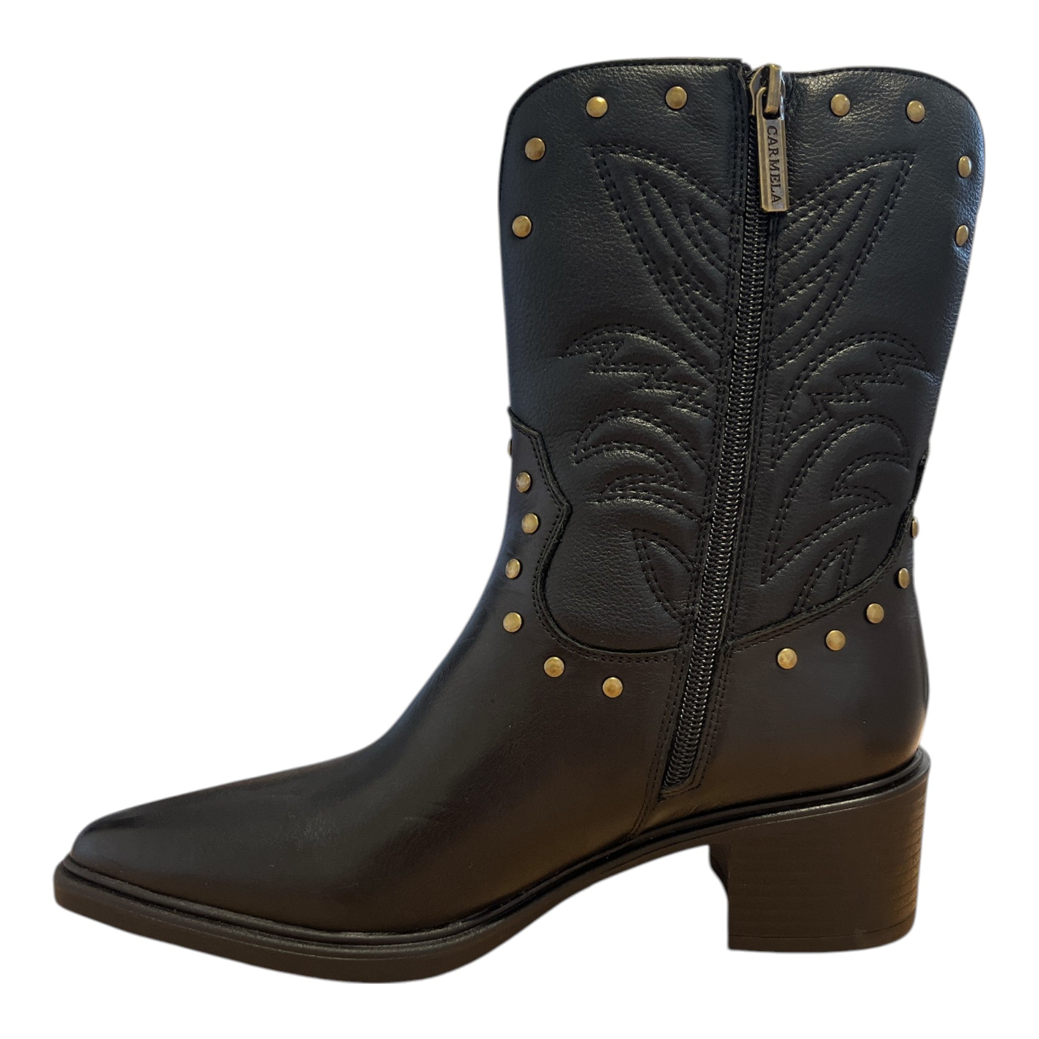 Carmela Black Leather Cowboy Boots 164251