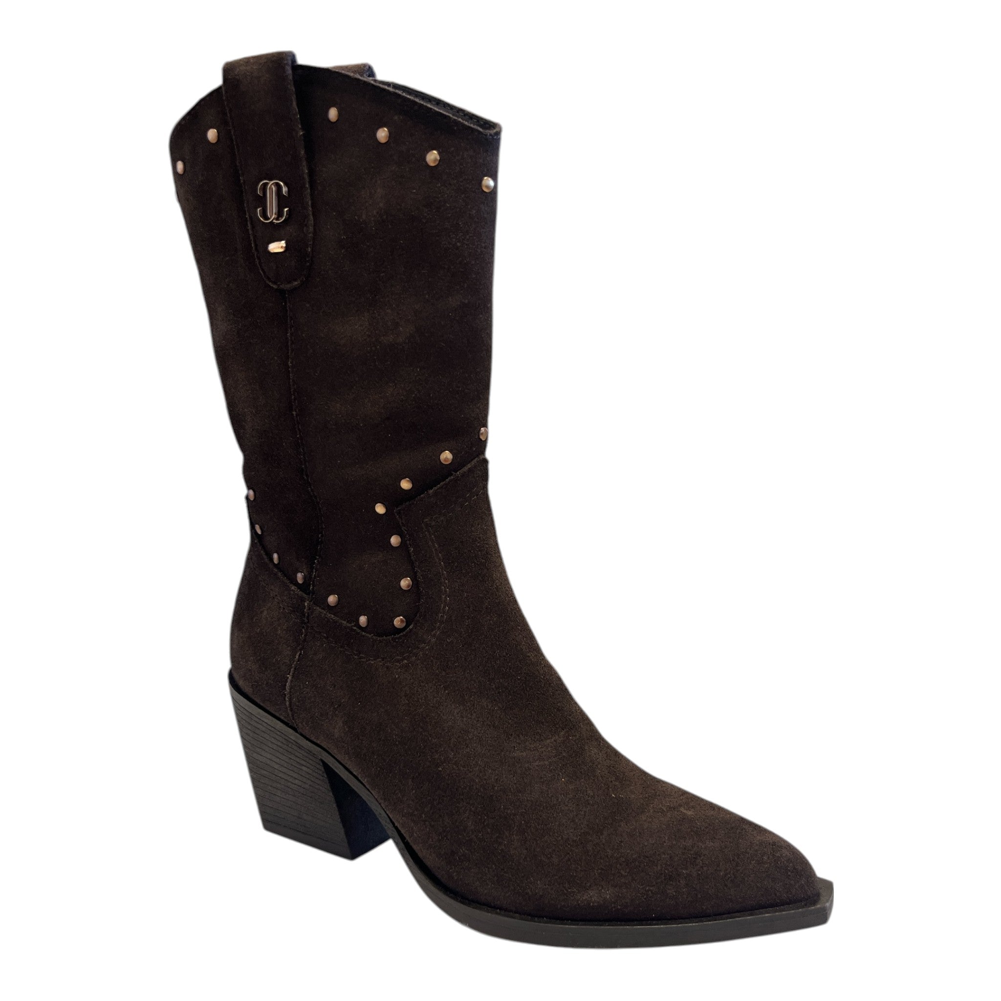 Carmela Brown Suede Mid-Calf Cowboy Boots 164255