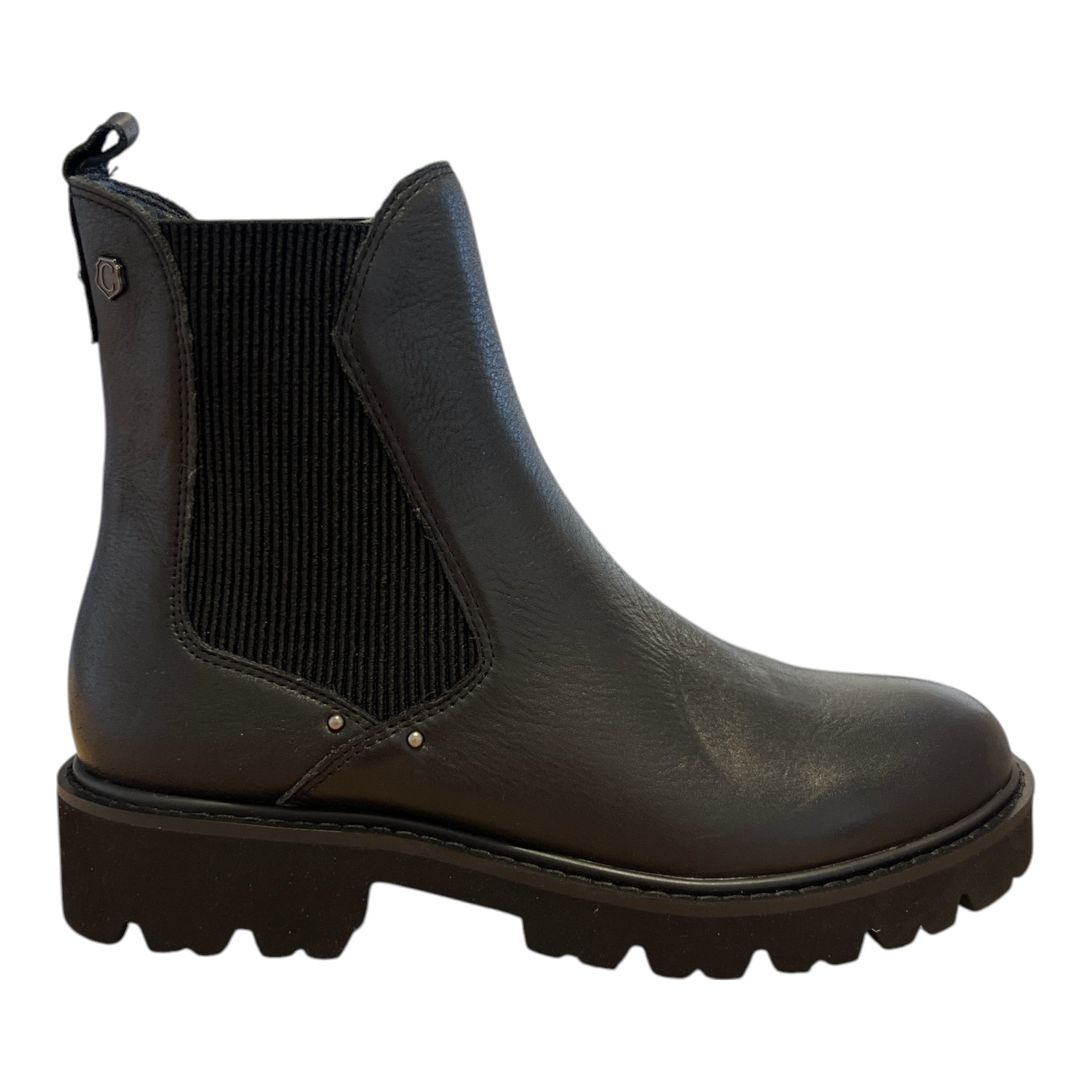Carmela Black Leather Chelsea Boots