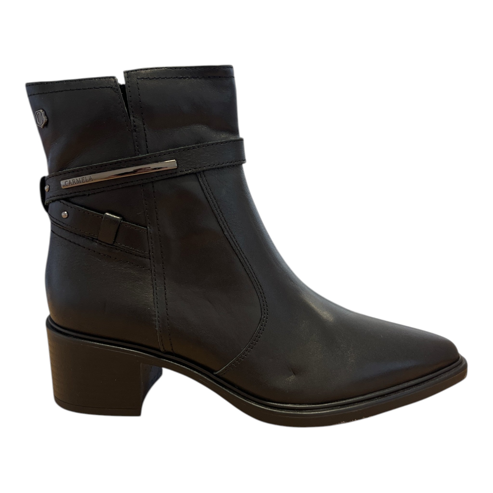 Carmela Black Leather Ankle Boots 164332