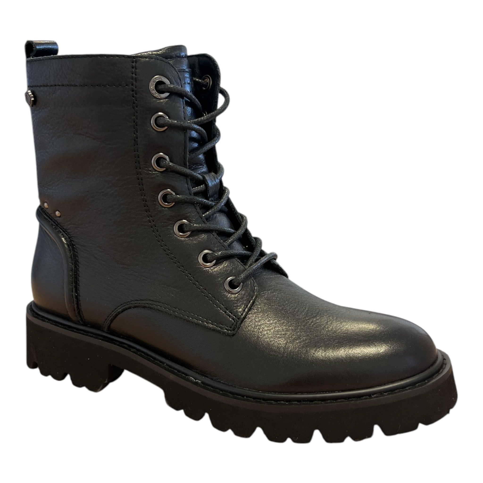 Carmela Black Leather Lace-Up Boots 164337