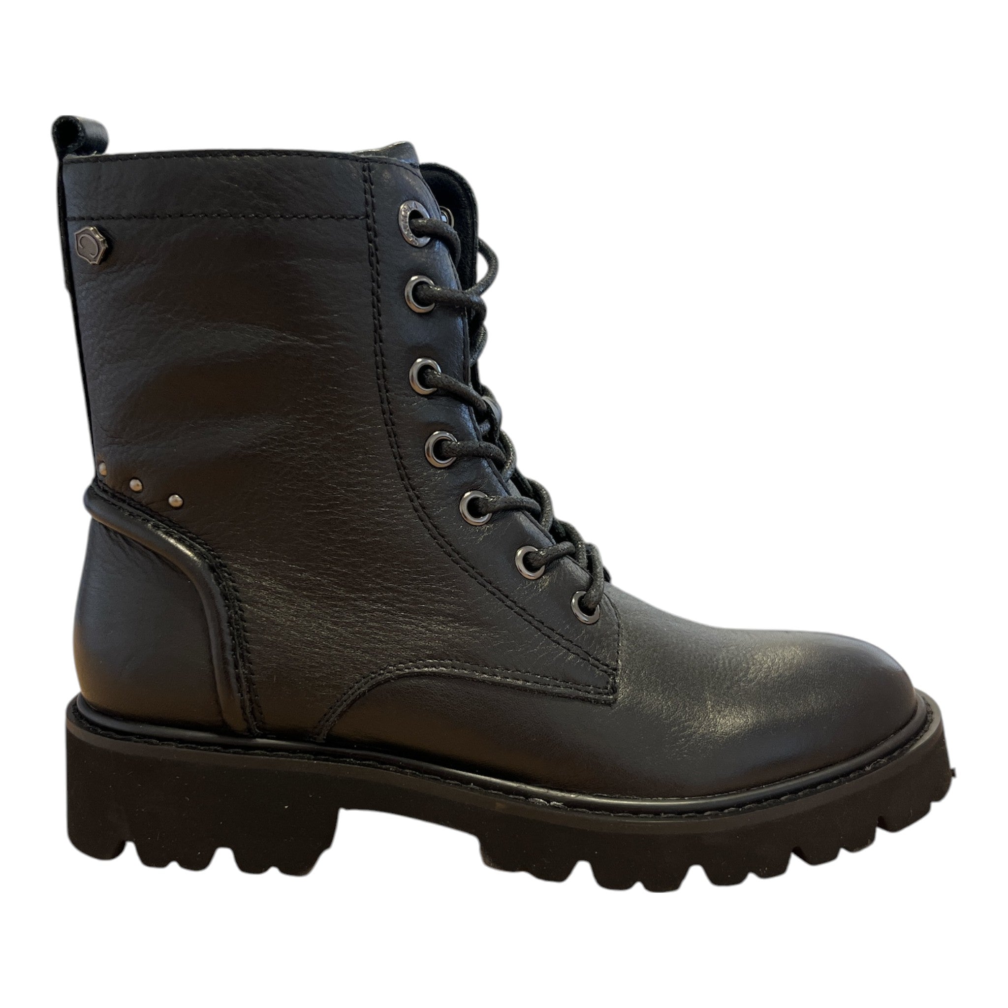 Carmela Black Leather Lace-Up Boots 164337