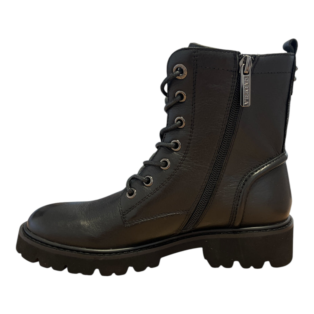 Carmela Black Leather Lace-Up Boots 164337