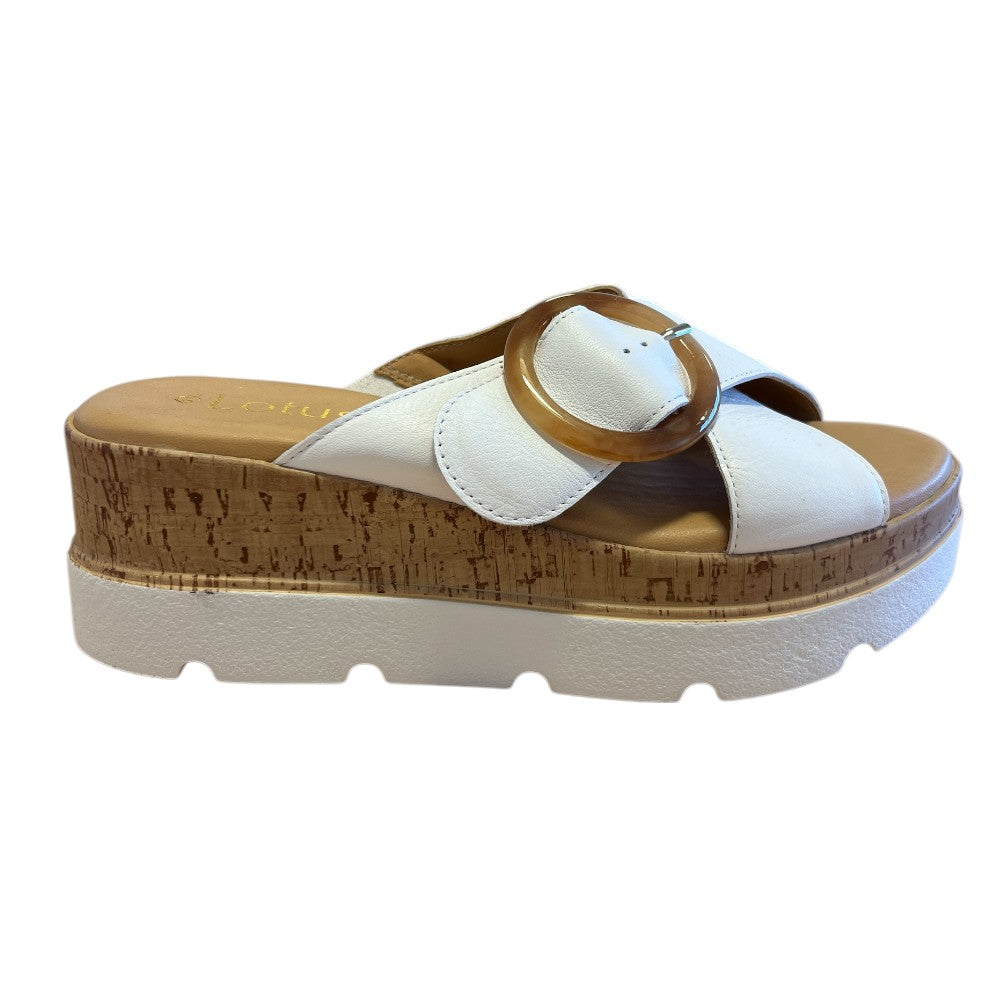 Lotus Paloma White Leather Mules