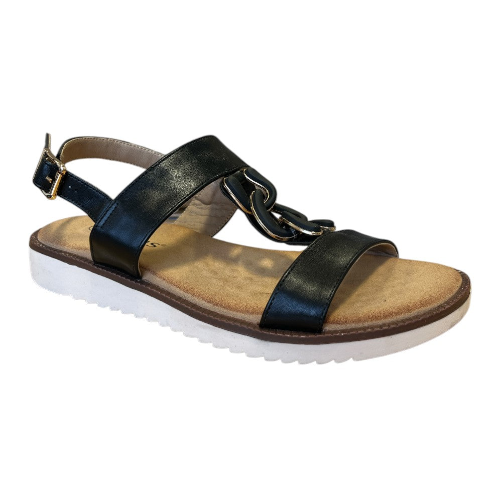 Lotus Joana Black Open-Toe Slingback Sandals
