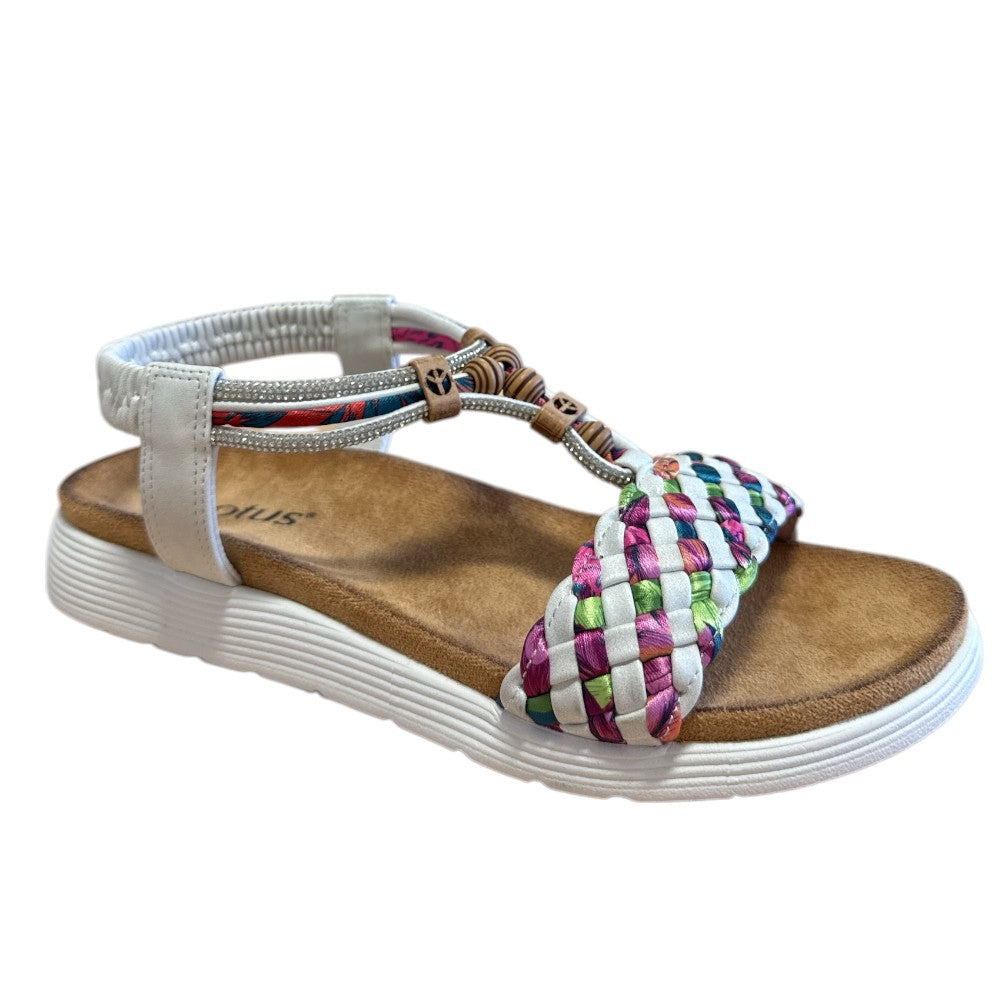 Lotus Russo White Flat Sandals