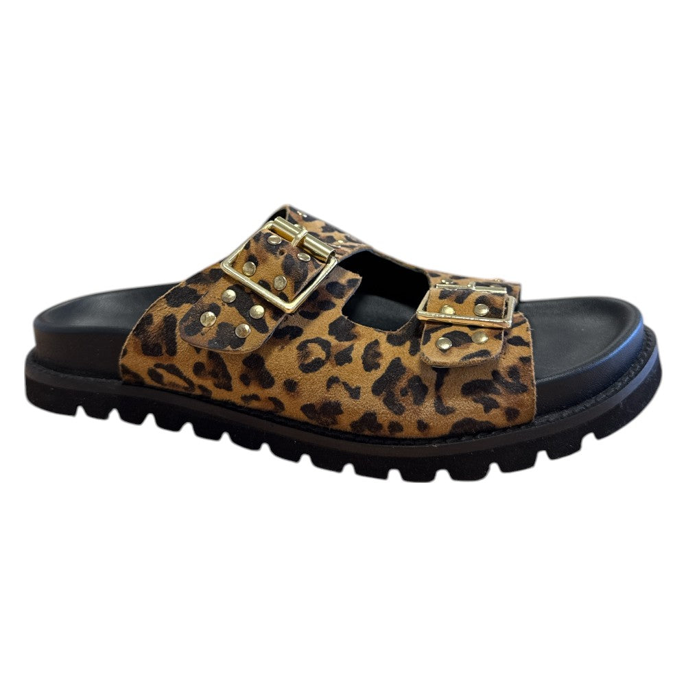 Lotus Conti Leopard Print Suede Mules