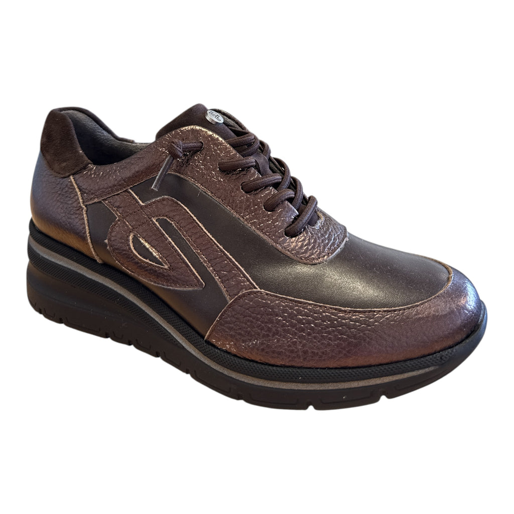 Pitillos Brown Leather Wedge Trainers 11.611