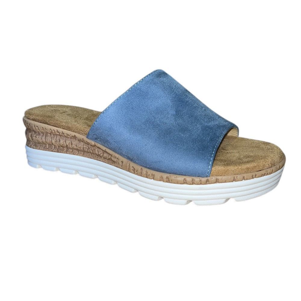 Lotus Pandora Blue Wedge Mules