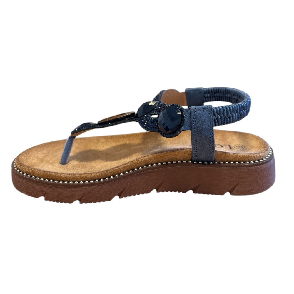 Lotus Alcina Navy Toe-Post Sandals