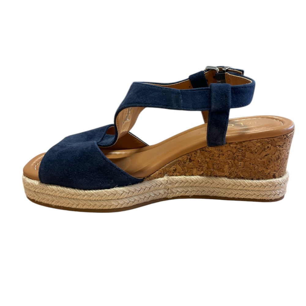Lotus Madalene Navy Suede Wedge Sandals