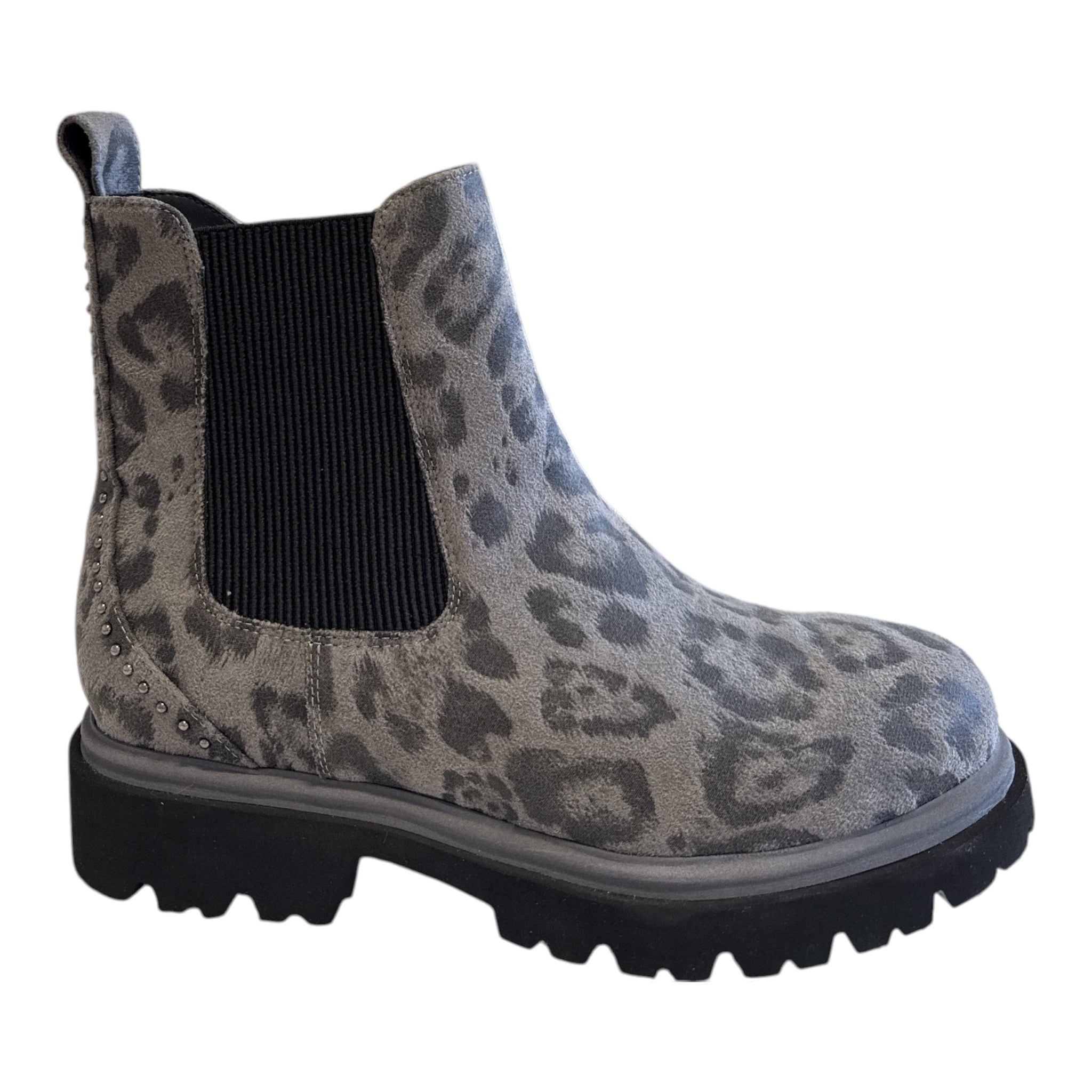 Lotus Grey Leopard Print Chelsea Boots