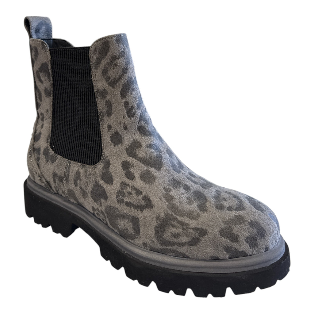 Lotus Grey Leopard Print Chelsea Boots