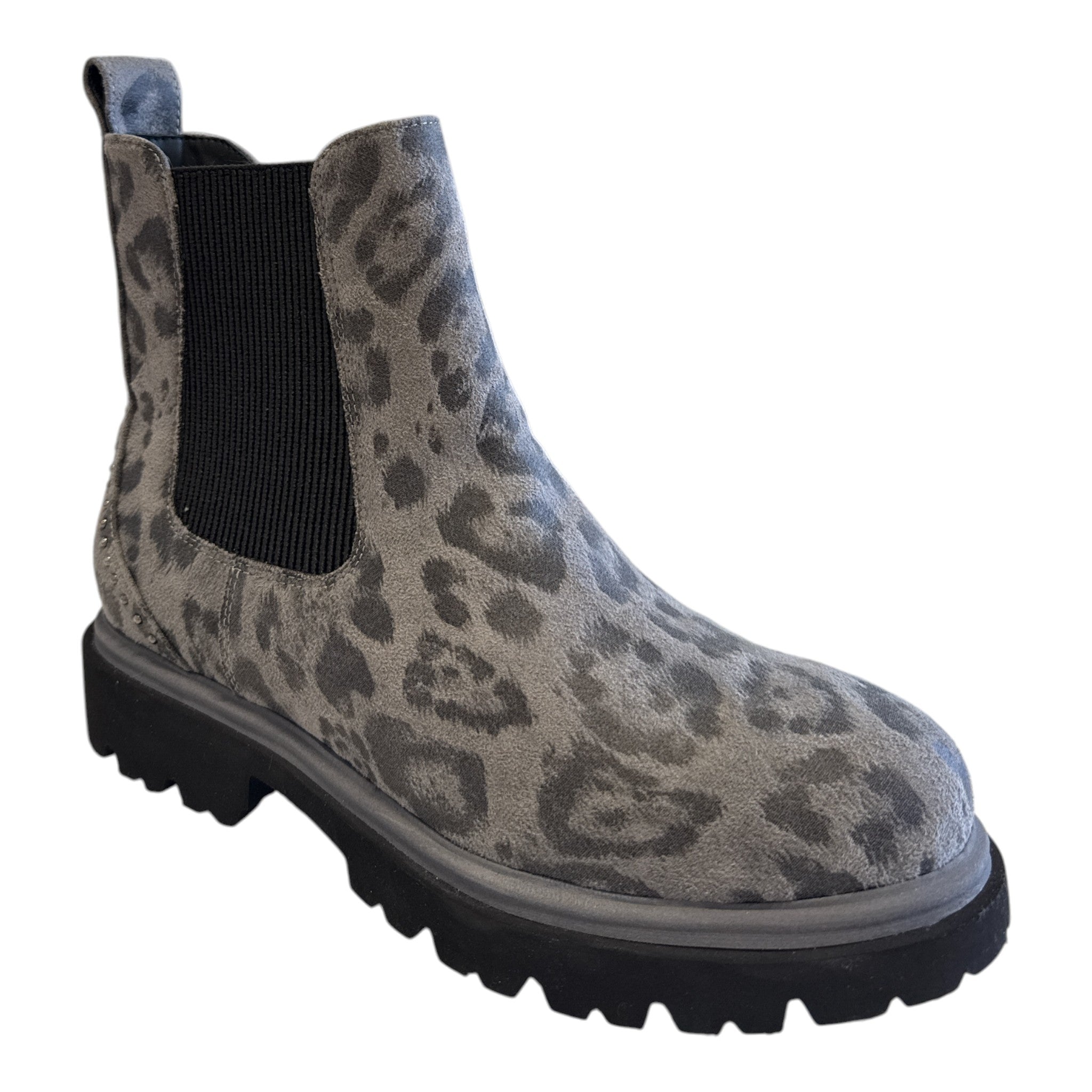 Lotus Grey Leopard Print Chelsea Boots