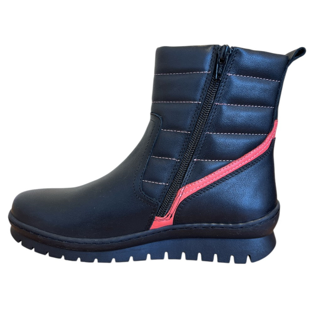 Adesso Jet Black Leather Ankle Boots