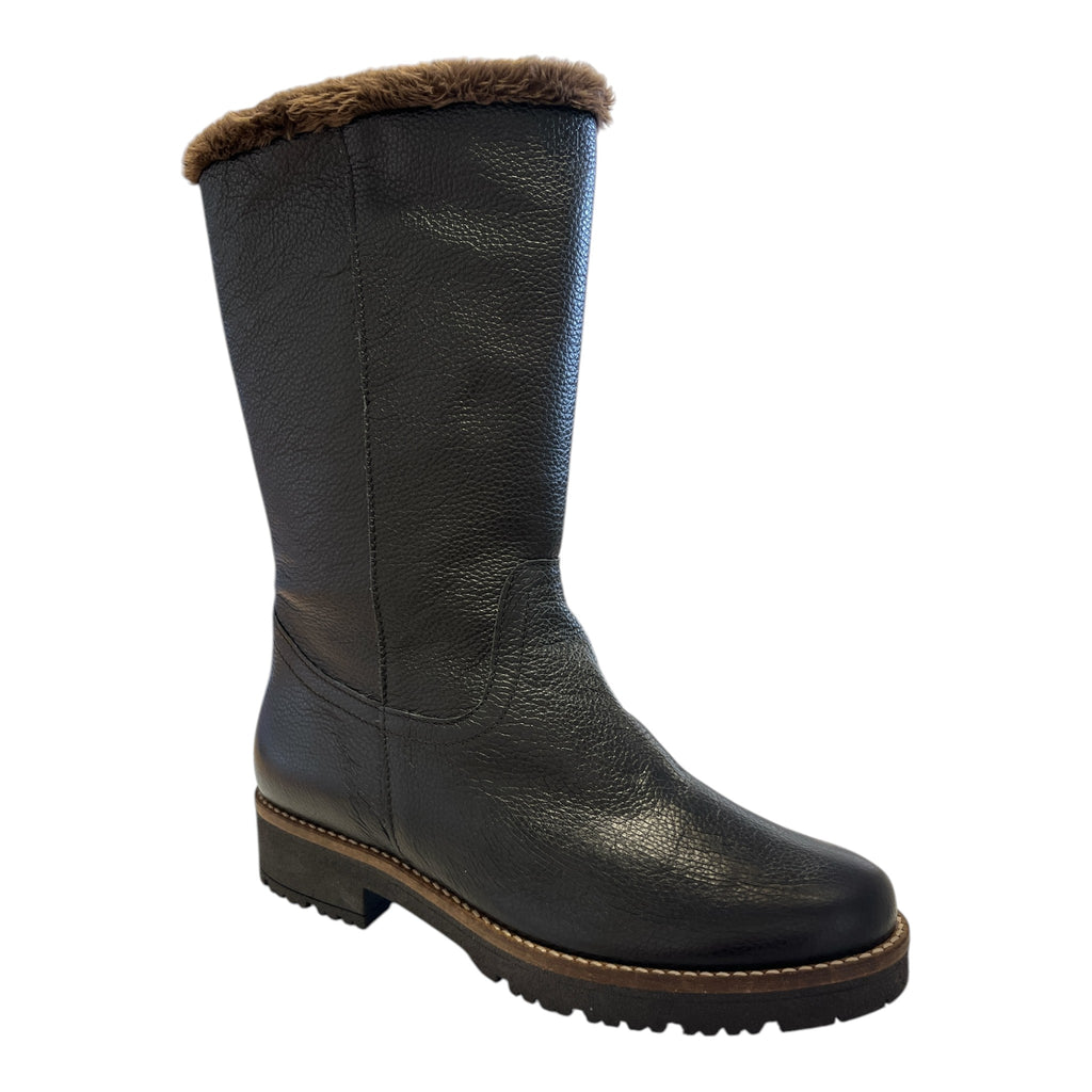 Pitillos Black Leather Mid-Calf Boots