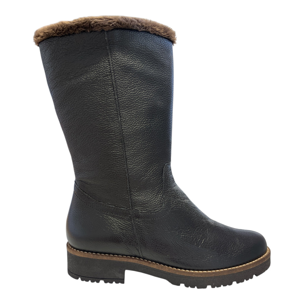 Pitillos Black Leather Mid-Calf Boots