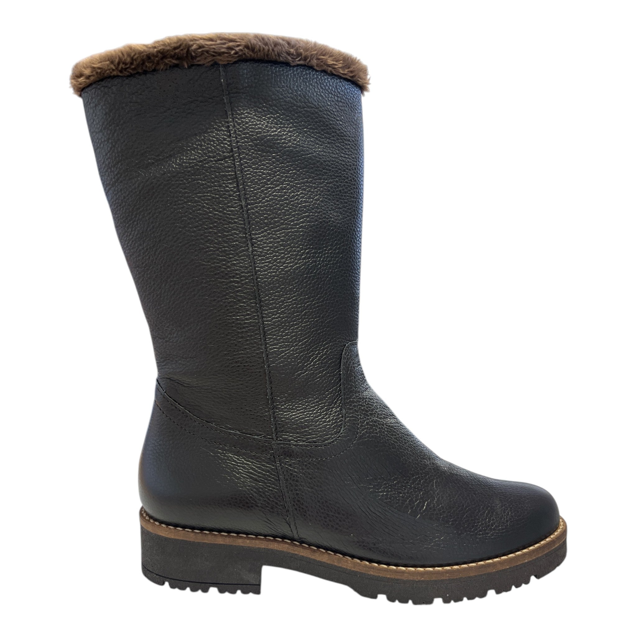 Pitillos Black Leather Mid-Calf Boots