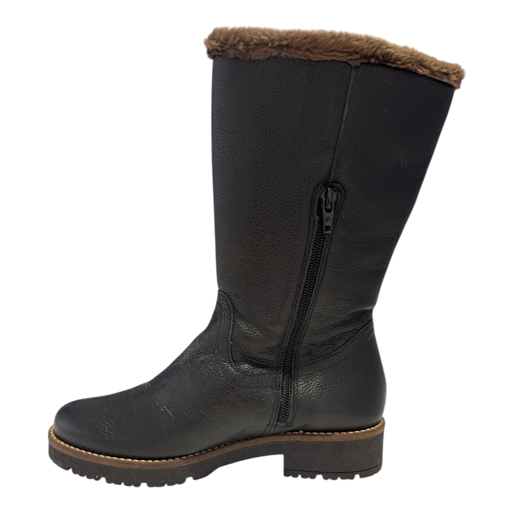 Pitillos Black Leather Mid-Calf Boots