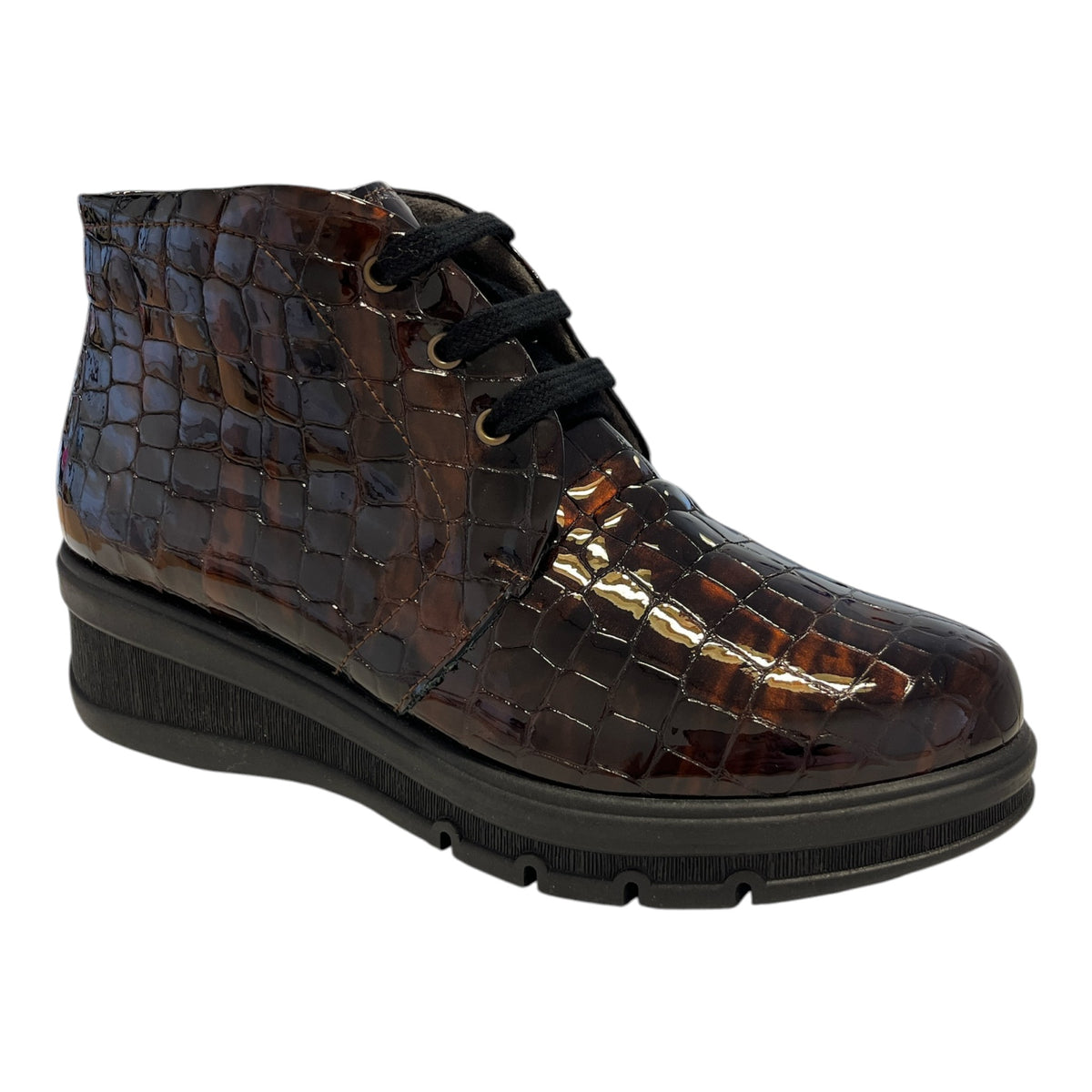 Pitillos Brown Patent Croc Print Boots 11.543