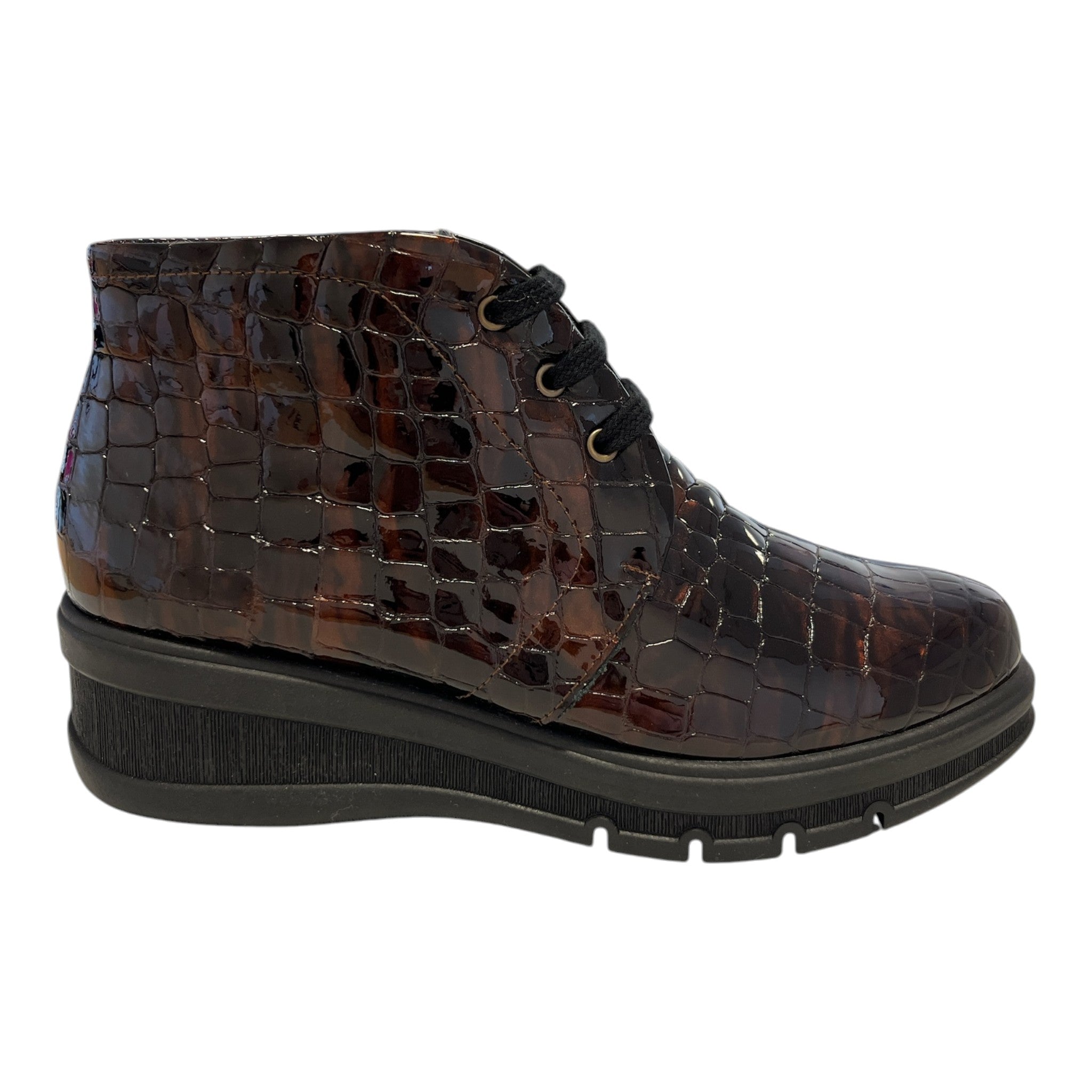 Pitillos Brown Patent Croc Print Boots 11.543