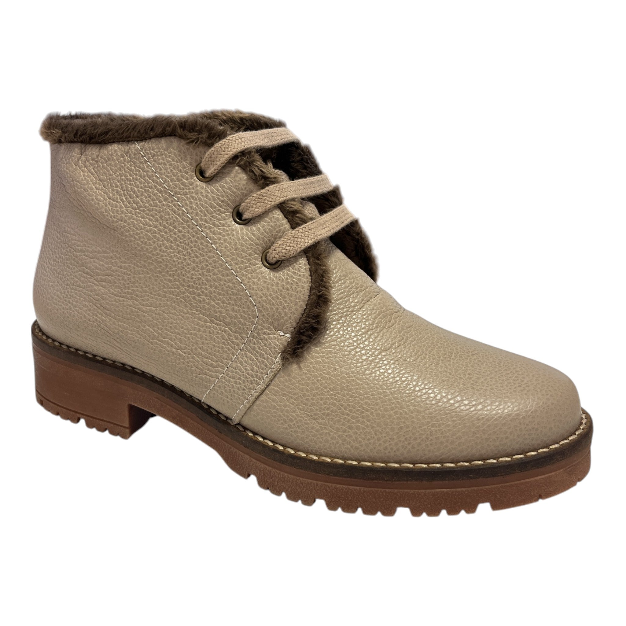 Pitillos Taupe Leather Lace-Up Ankle Boots 11.566