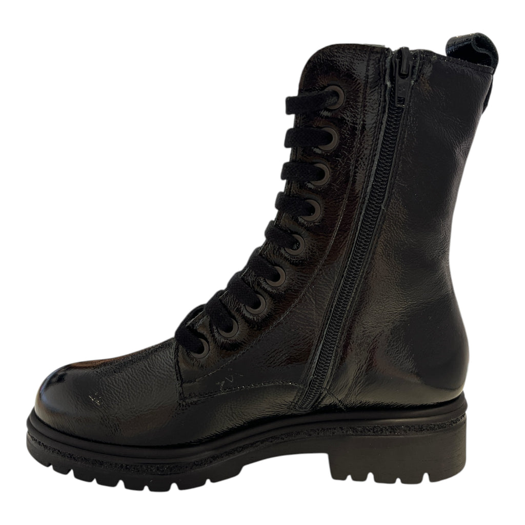 Pitillos Black Patent Lace-Up Boots 11.574