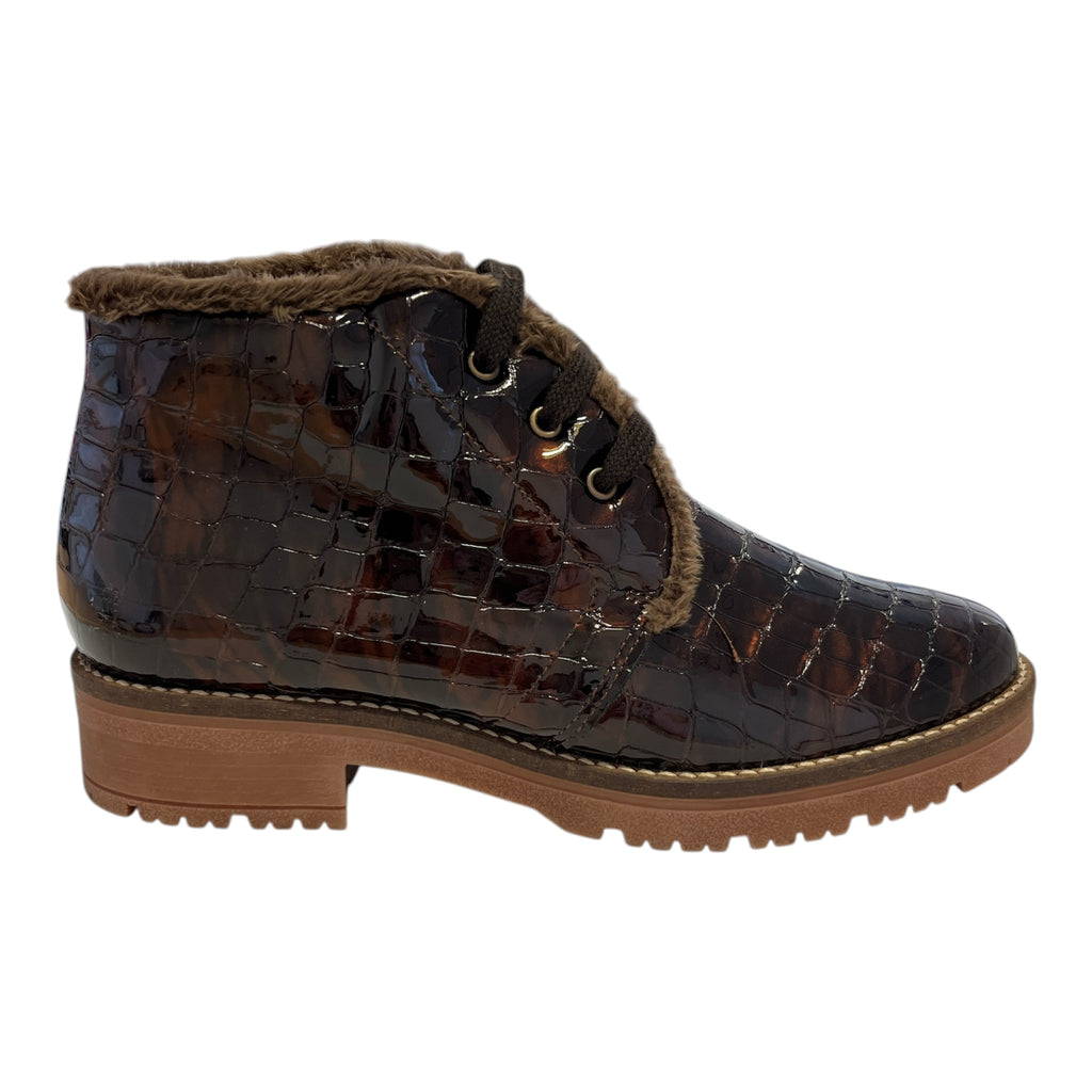 Pitillos Brown Patent Croc Print Boots 11.773