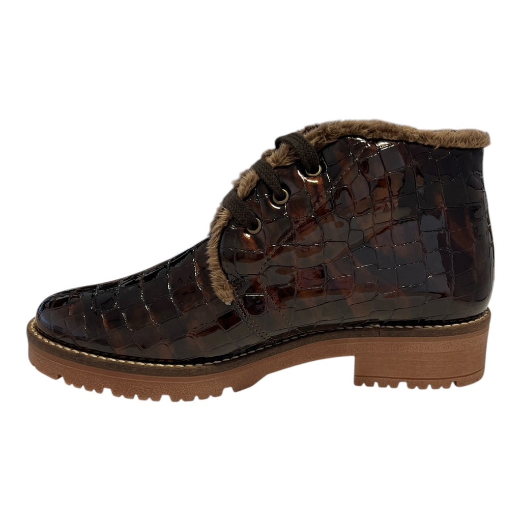 Pitillos Brown Patent Croc Print Boots 11.773