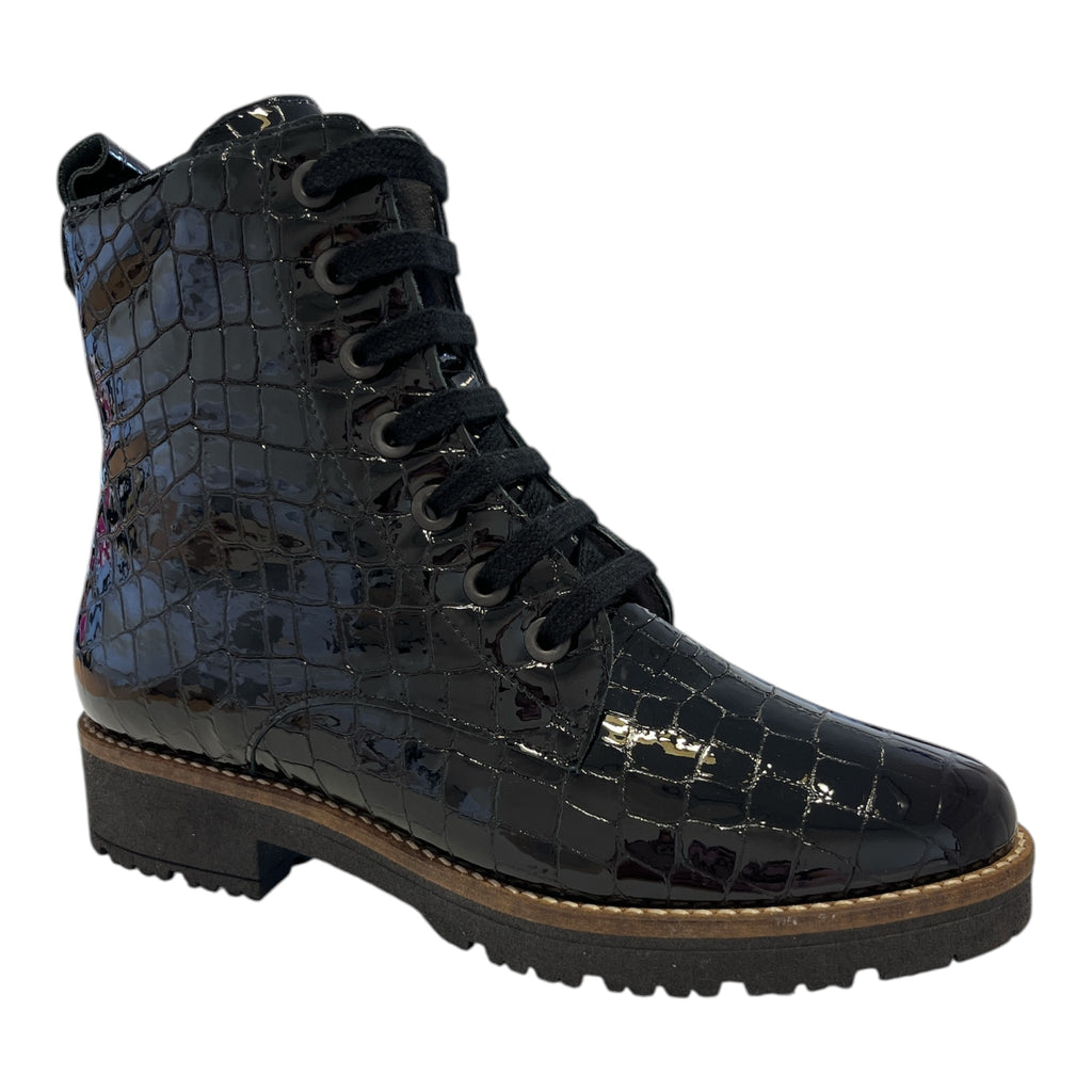 Pitillos Black Patent Croc Print Boots 11.774