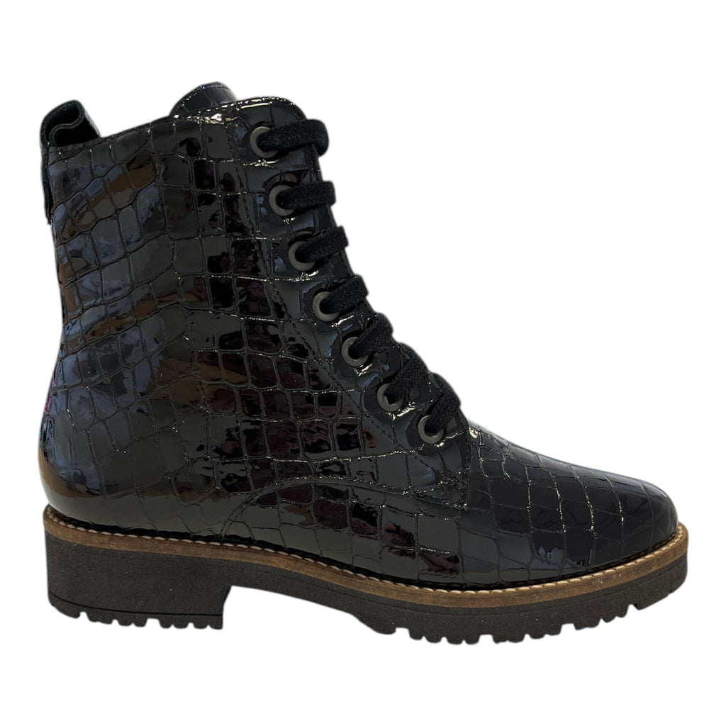 Pitillos Black Patent Croc Print Boots 11.774