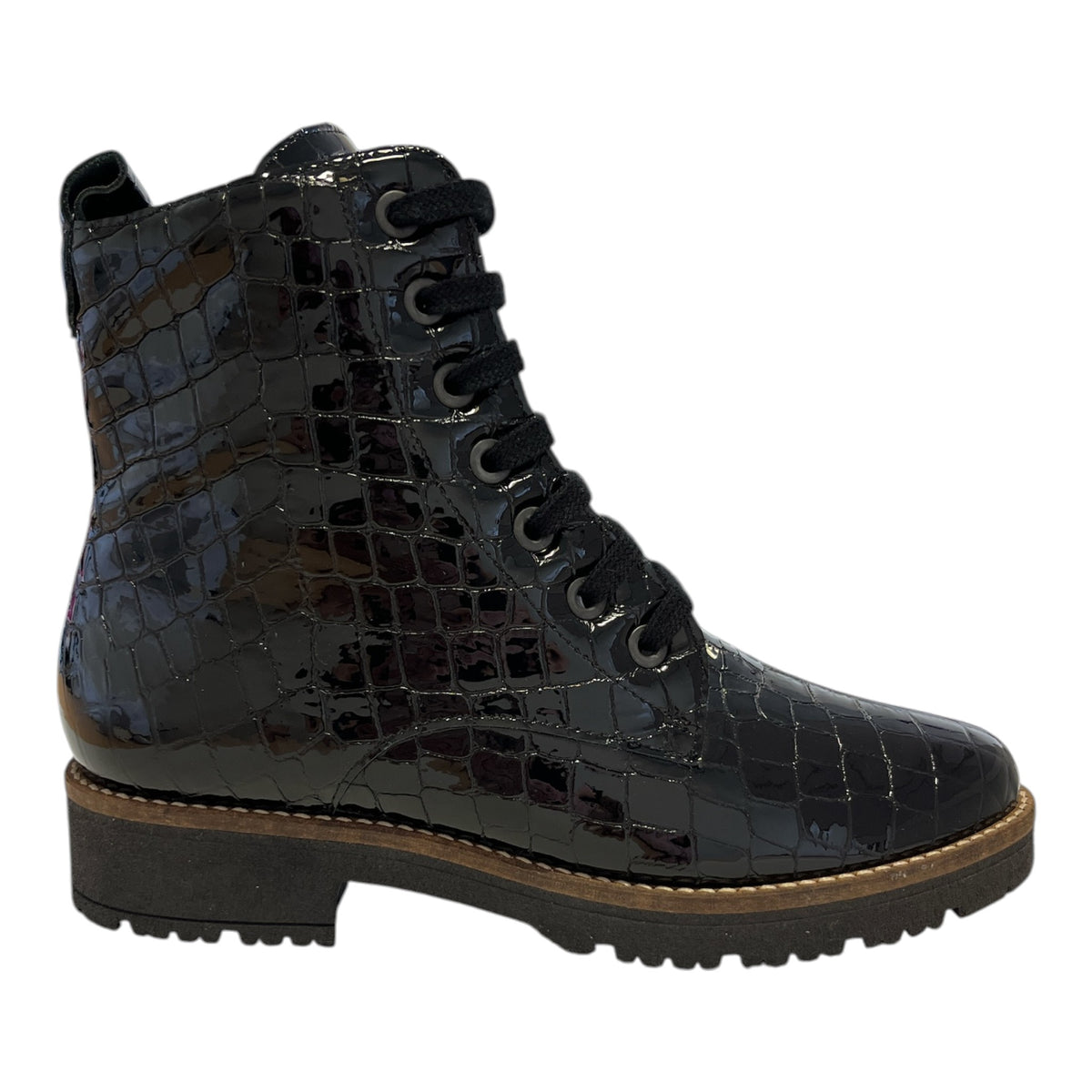 Pitillos Black Patent Croc Print Boots 11.774